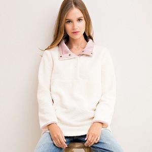 Soft, fuzzy, warm, trendy off-white pullover.
